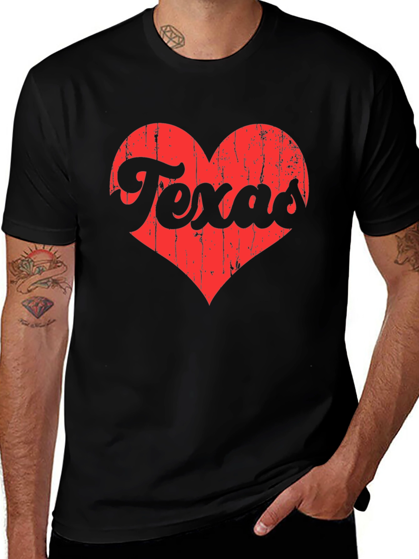 Texas Love Heart Graphic Tee - Black