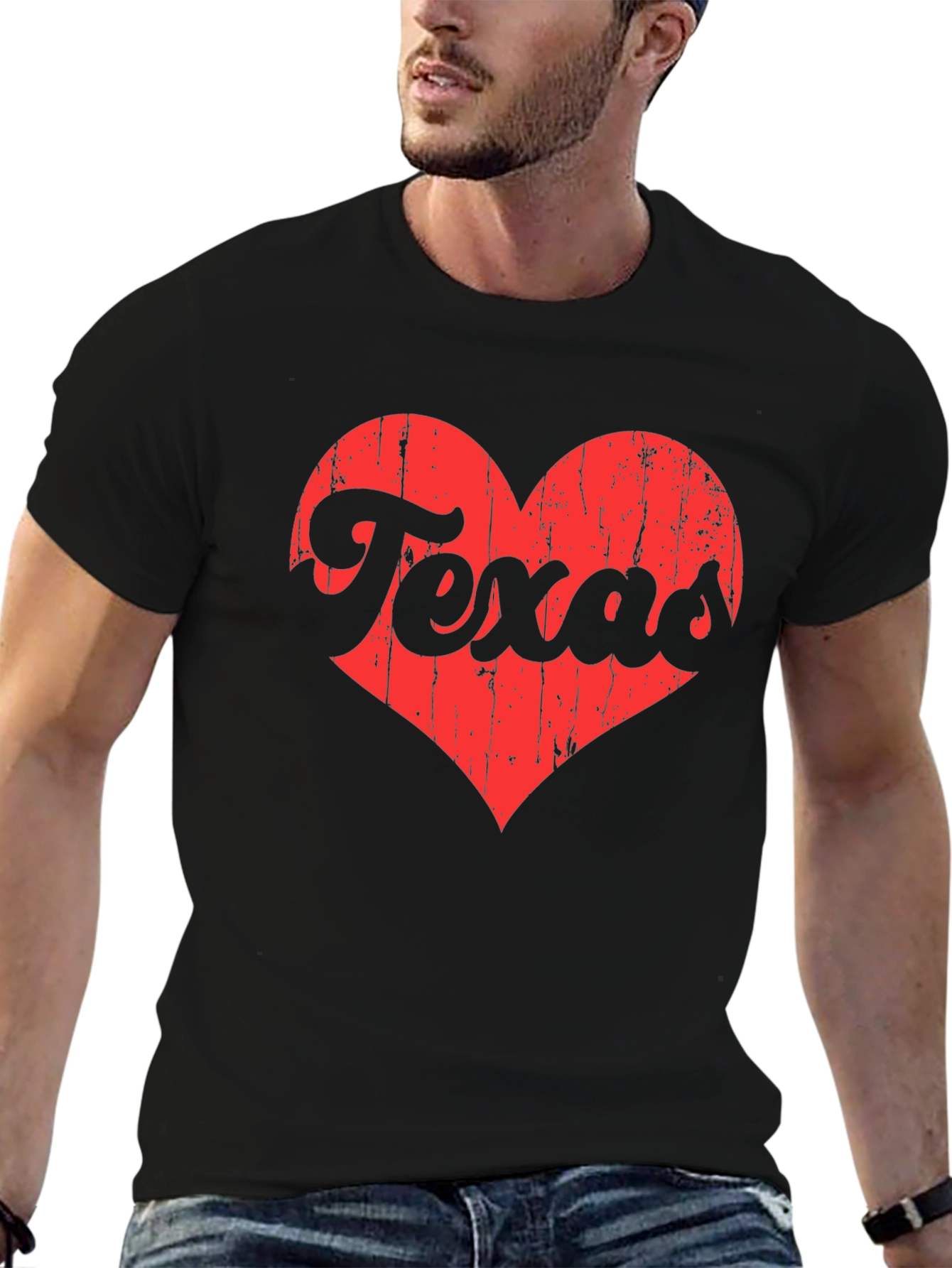 Texas Love Heart Graphic Tee - Black