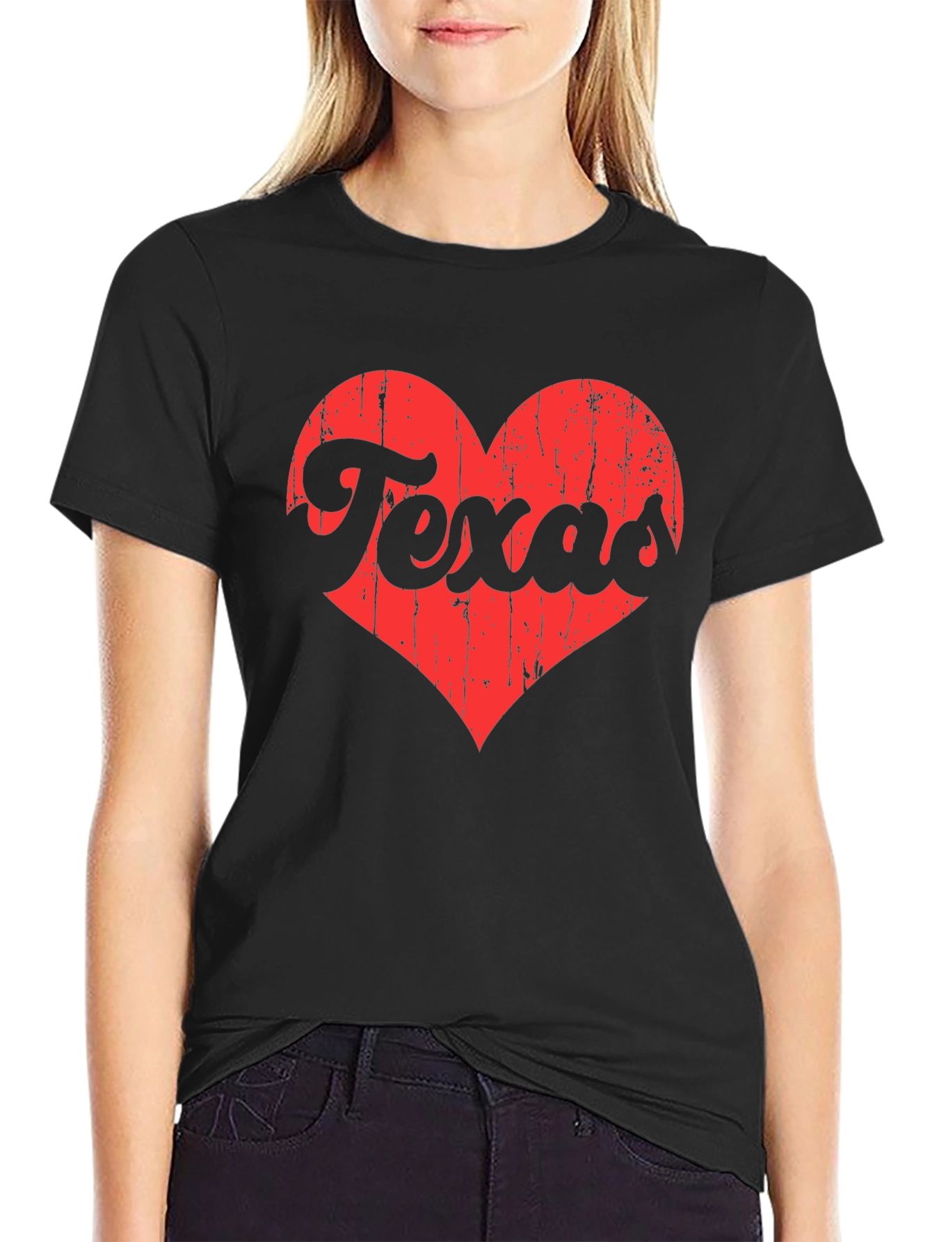 Texas Love Heart Graphic Tee - Black
