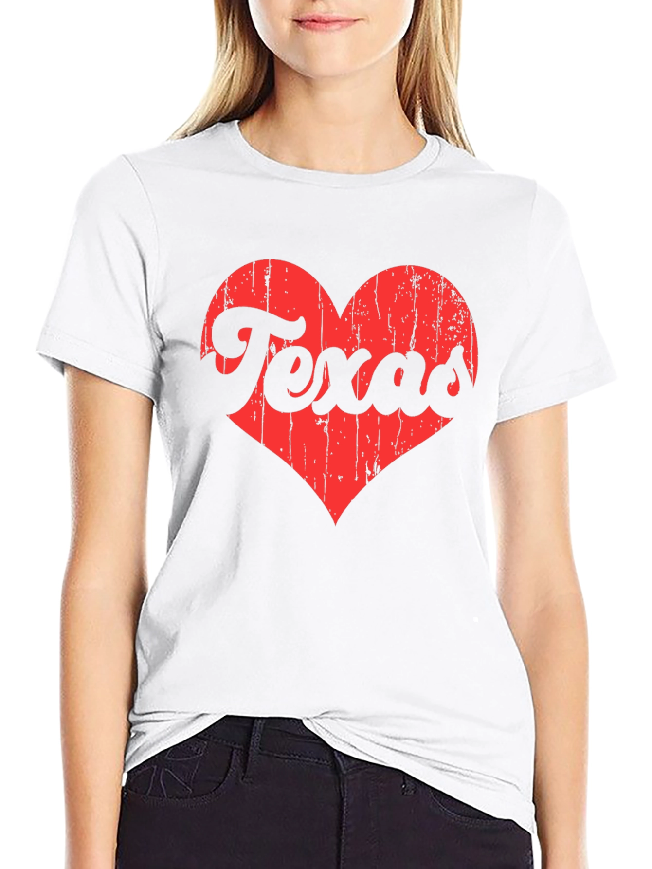 Texas Love Heart Graphic Tee - Black