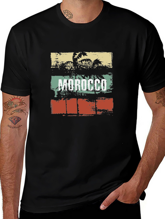 Morocco Palm Tree T-Shirt - Retro Travel Souvenir Tee