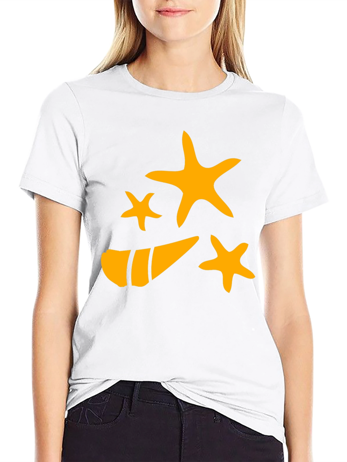 Starfish and Shell Graphic Tee - Black