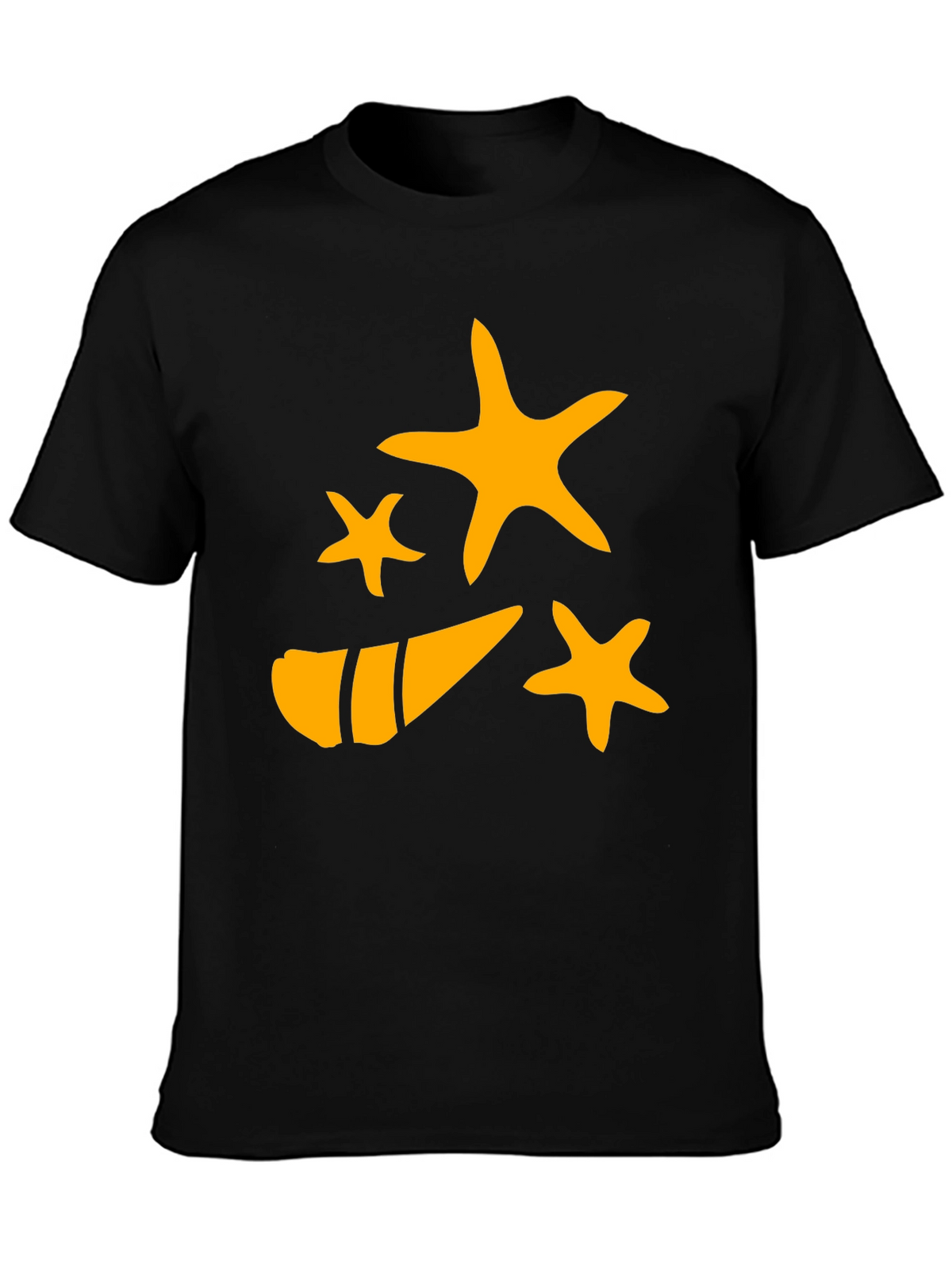 Starfish and Shell Graphic Tee - Black