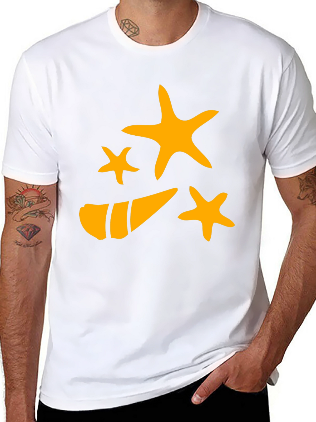 Starfish and Shell Graphic Tee - Black