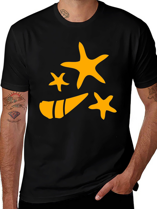 Starfish and Shell Graphic Tee - Black