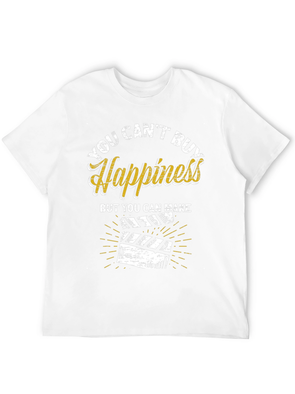 You Cant Buy Happiness Make Movies Black Graphic Tee