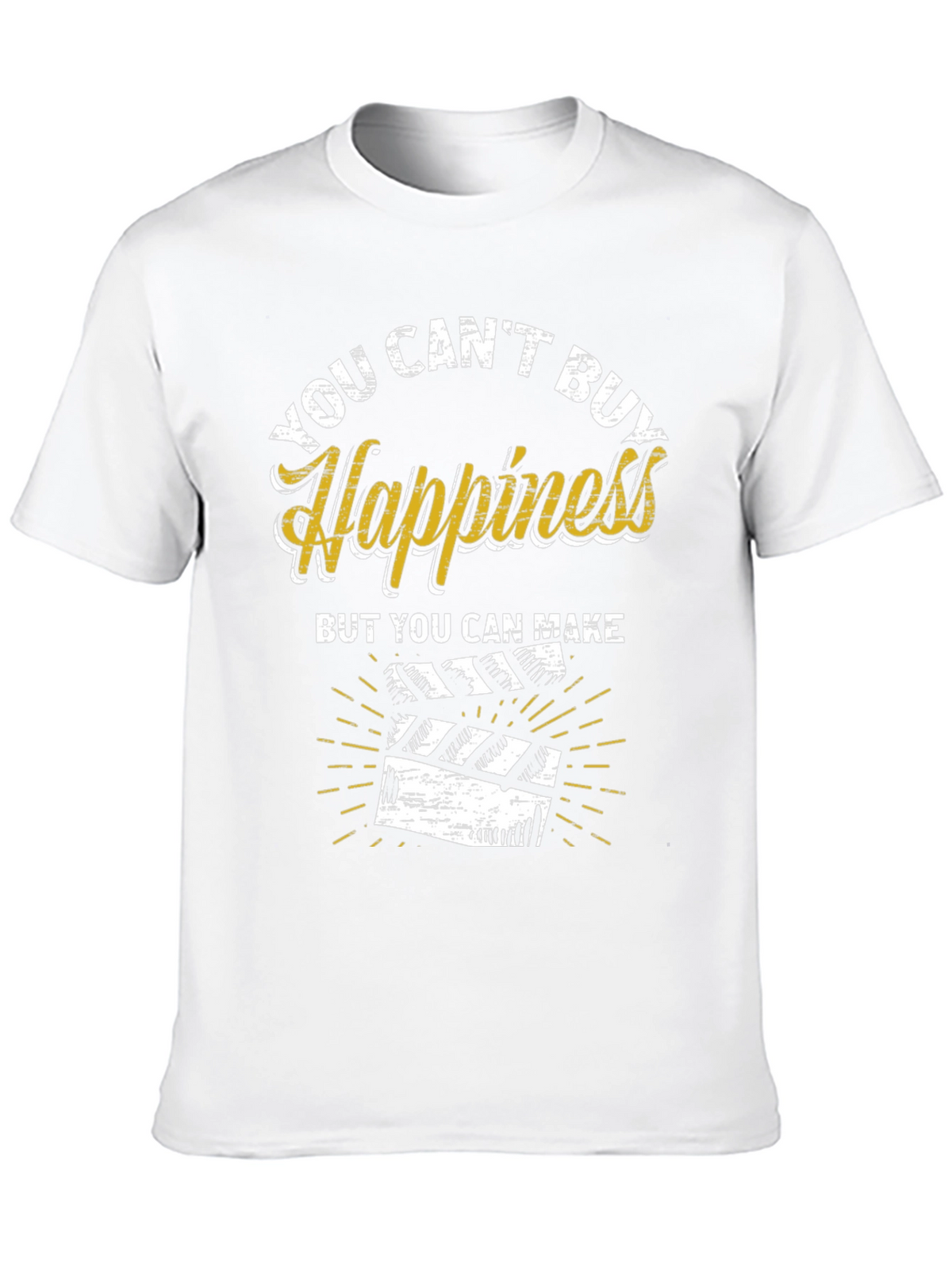 You Cant Buy Happiness Make Movies Black Graphic Tee