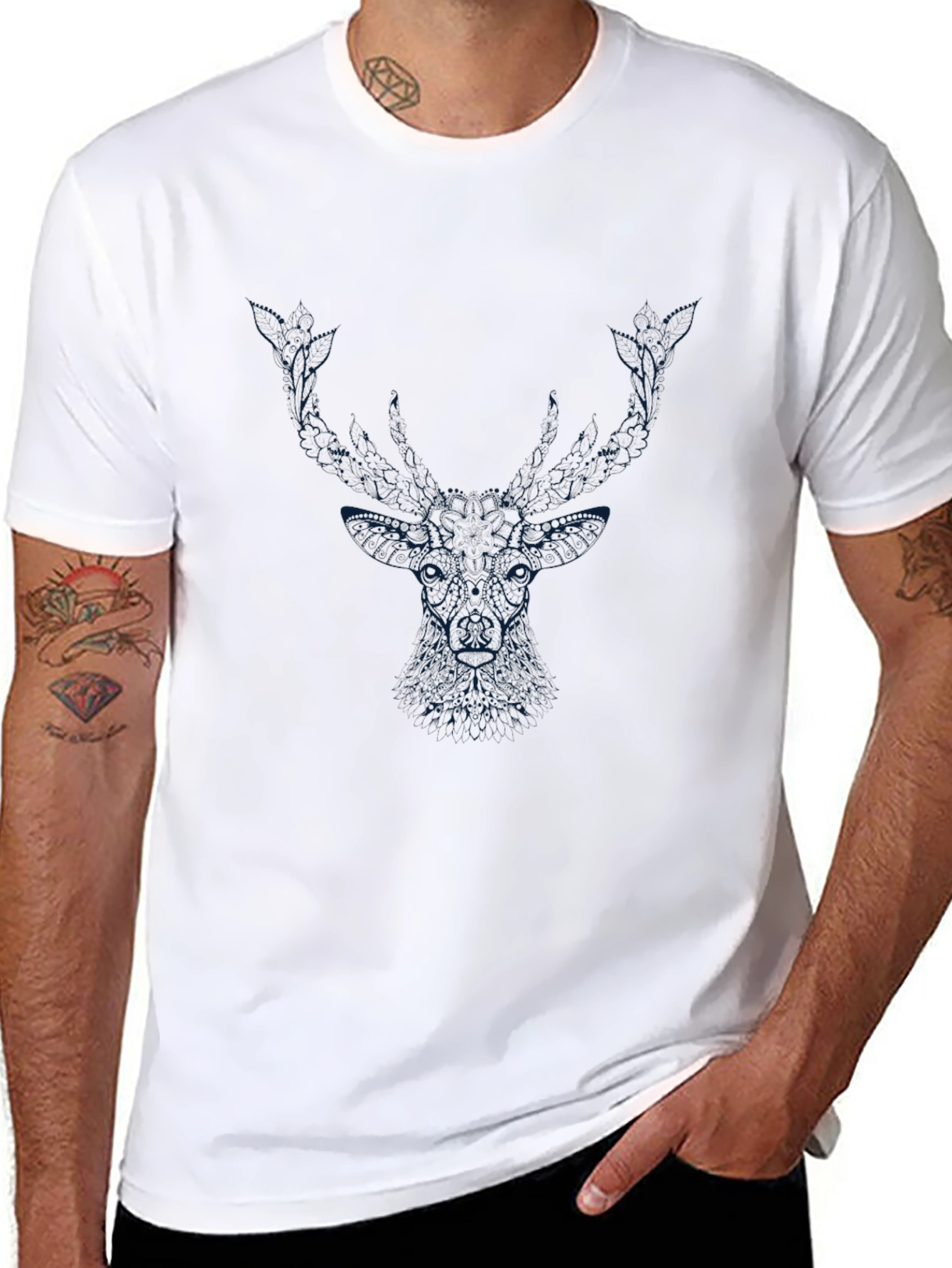 Black Deer Graphic T-Shirt - Modern Style