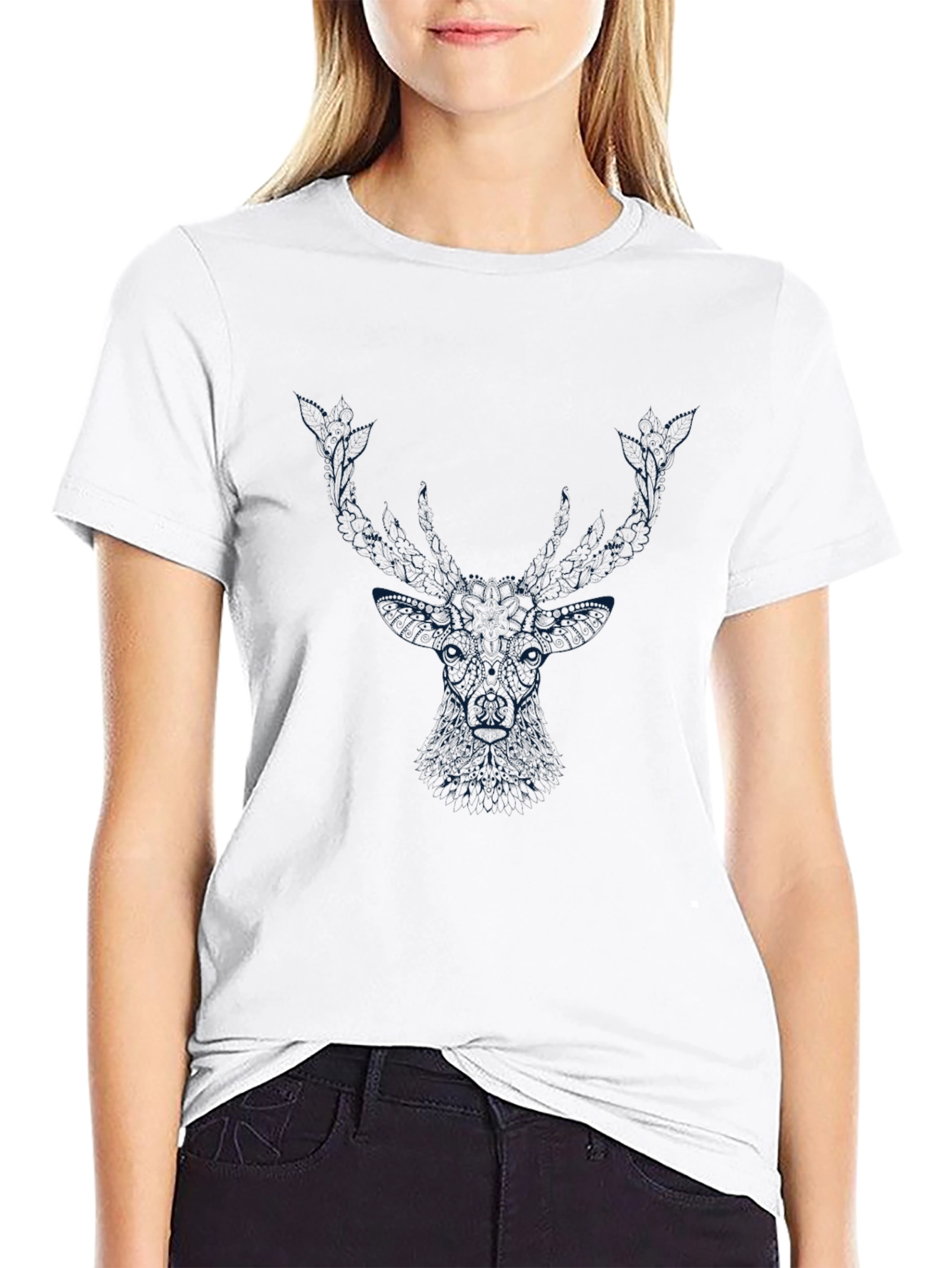 Black Deer Graphic T-Shirt - Modern Style