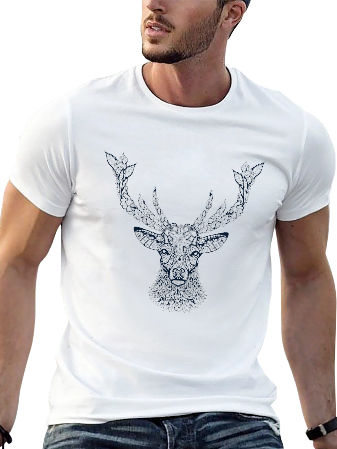 Black Deer Graphic T-Shirt - Modern Style