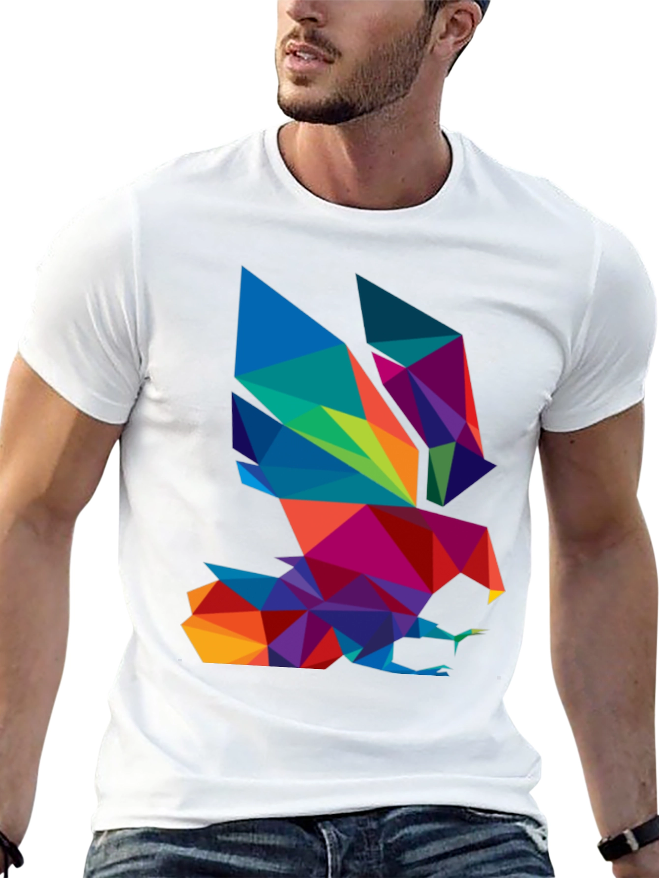 Geometric Eagle Graphic Black T-Shirt