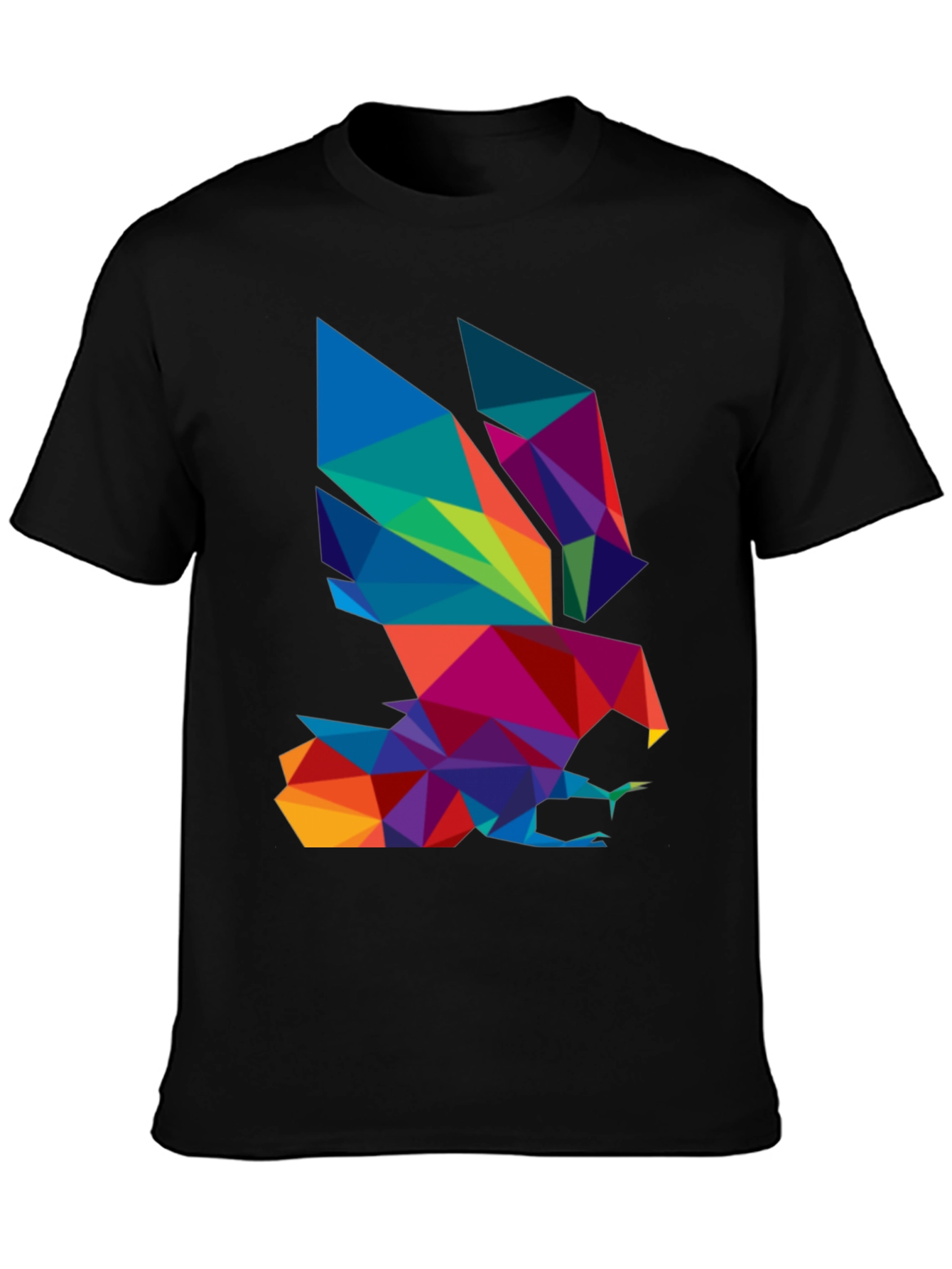 Geometric Eagle Graphic Black T-Shirt