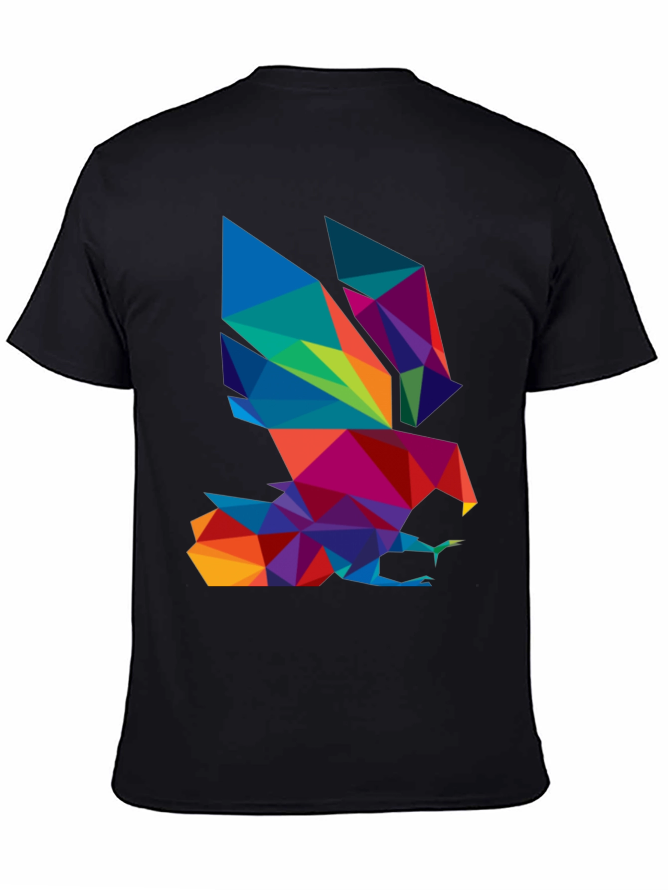 Geometric Eagle Graphic Black T-Shirt