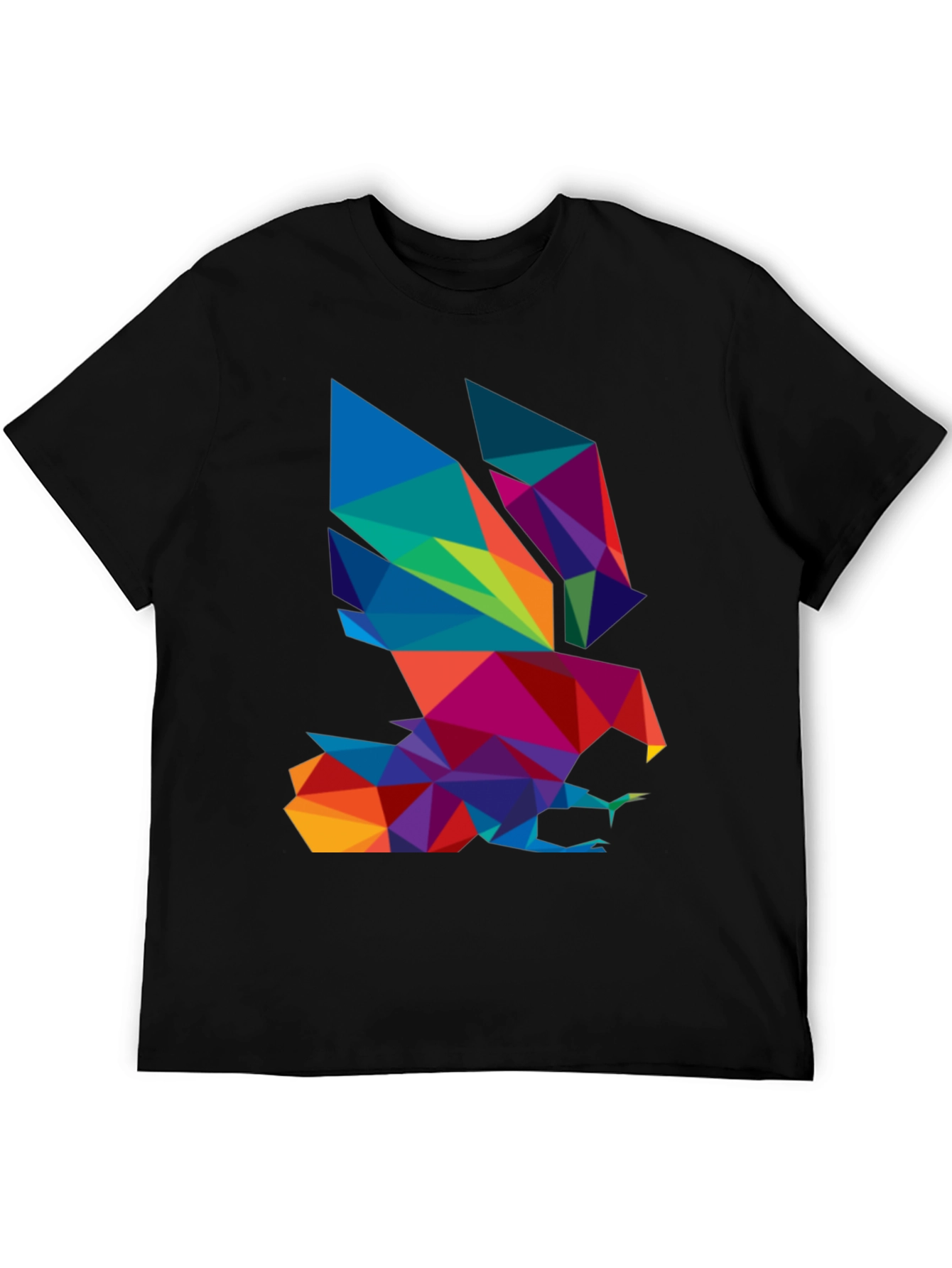 Geometric Eagle Graphic Black T-Shirt