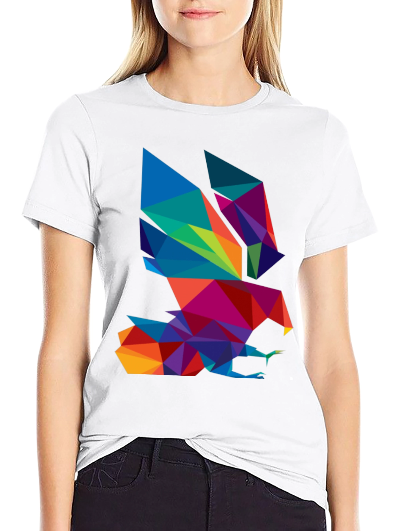 Geometric Eagle Graphic Black T-Shirt