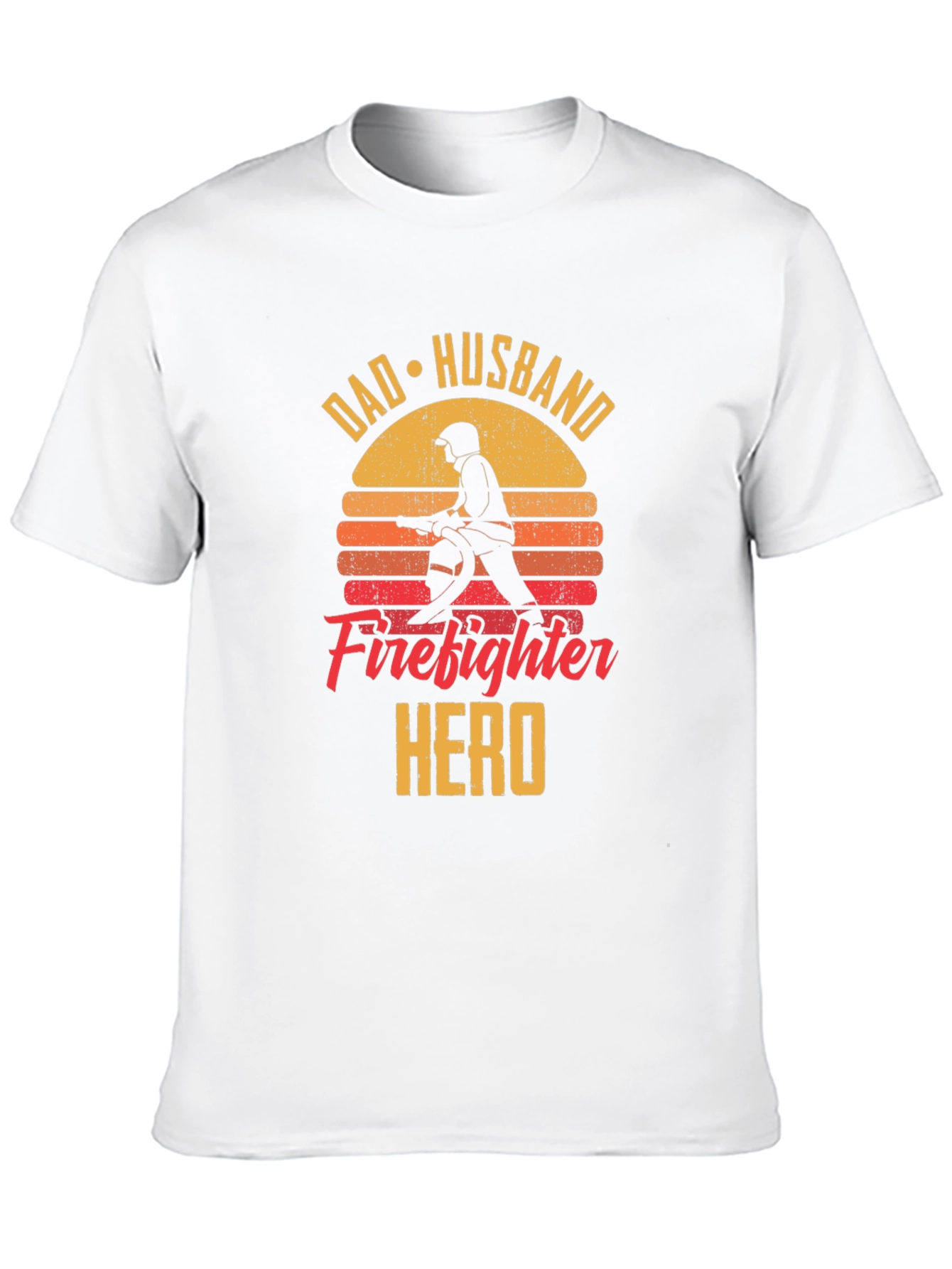 Dad Husband Firefighter Hero Black T-Shirt