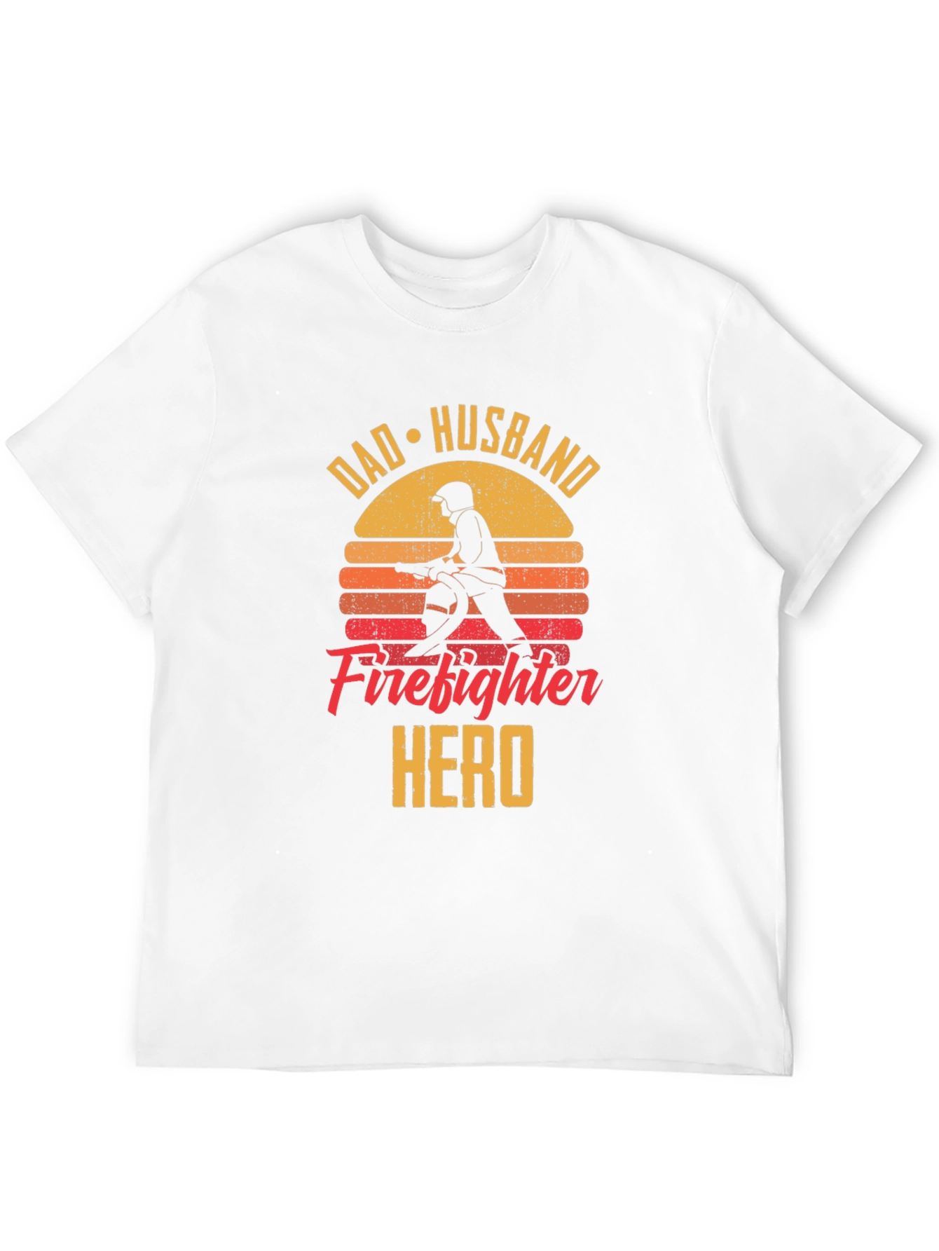 Dad Husband Firefighter Hero Black T-Shirt