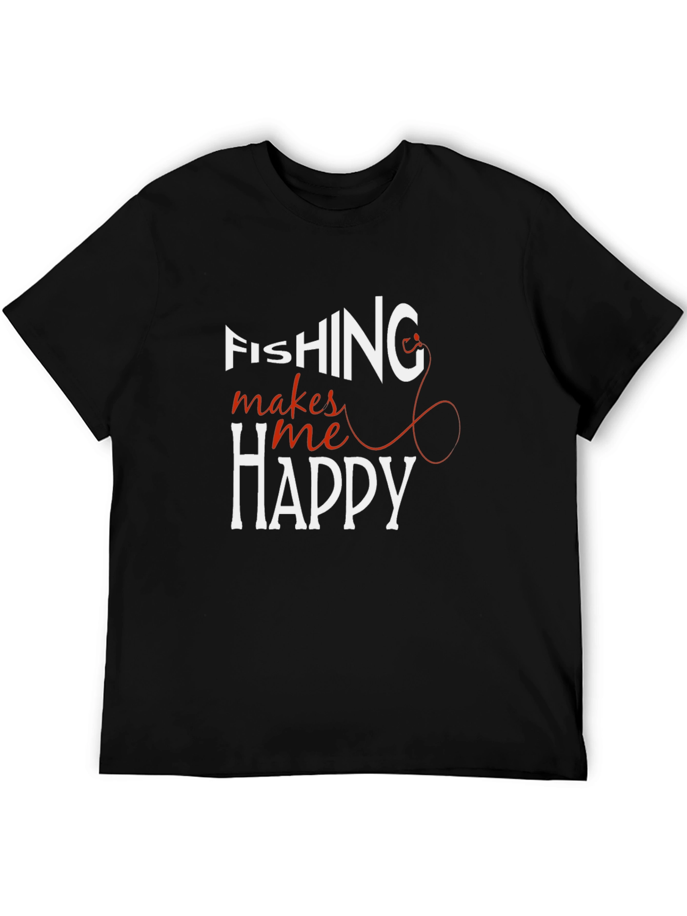 Fishing Makes Me Happy T-Shirt - Black