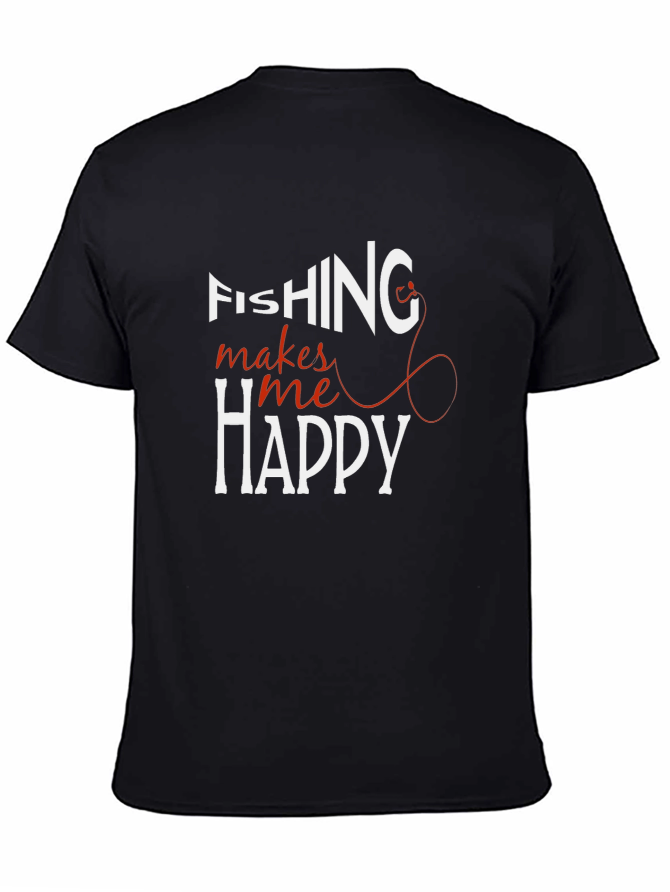 Fishing Makes Me Happy T-Shirt - Black
