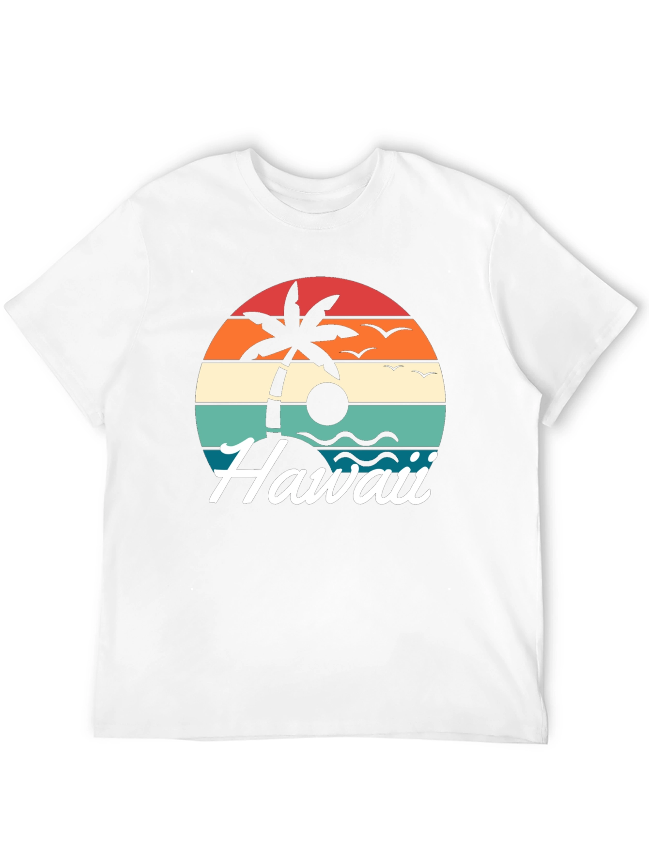 Retro Hawaii Palm Tree T-Shirt - Sunset Design