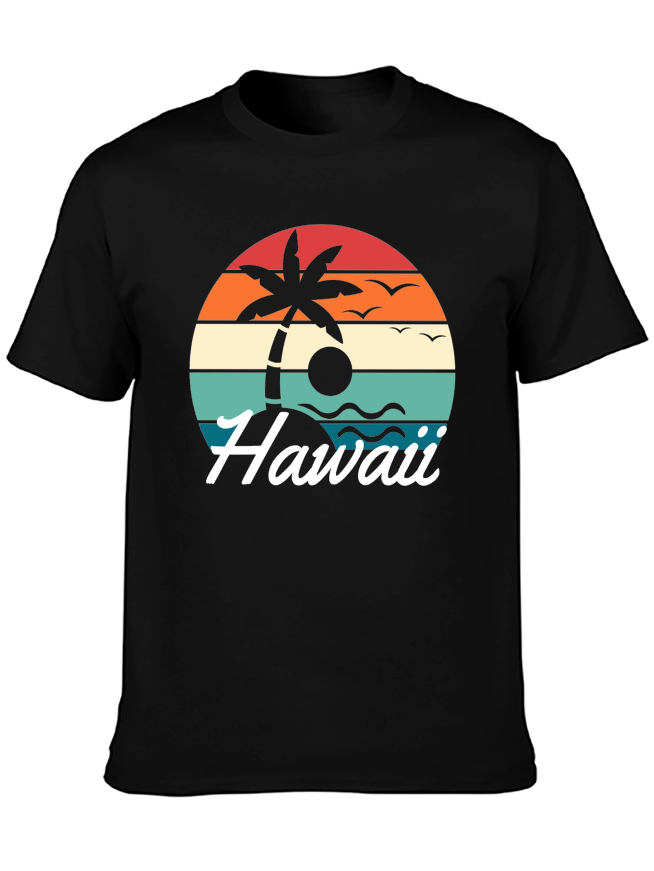 Retro Hawaii Palm Tree T-Shirt - Sunset Design