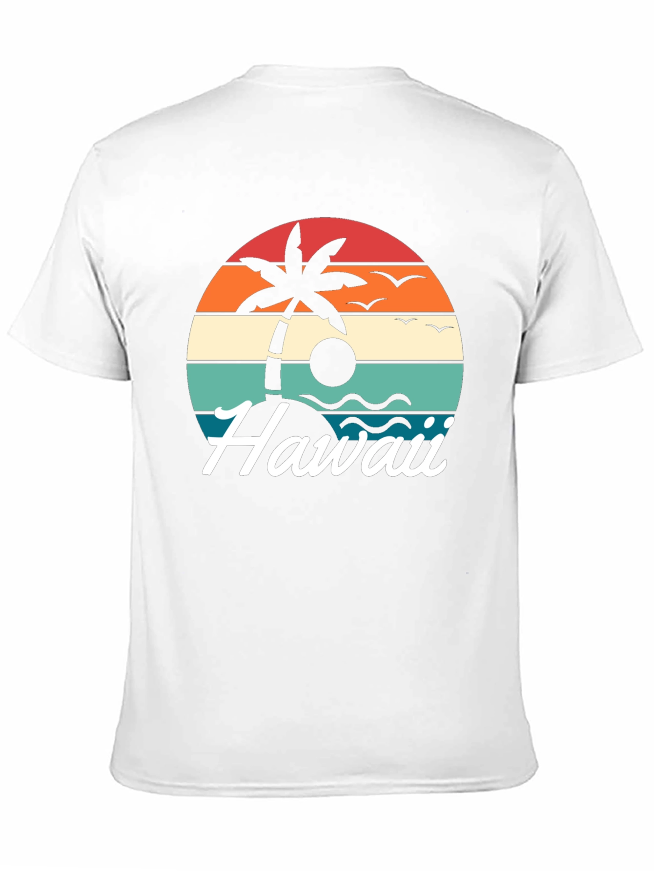 Retro Hawaii Palm Tree T-Shirt - Sunset Design