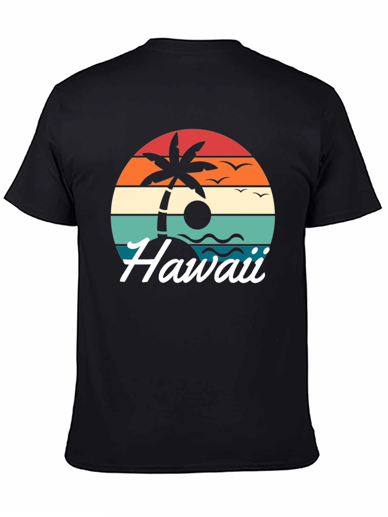 Retro Hawaii Palm Tree T-Shirt - Sunset Design
