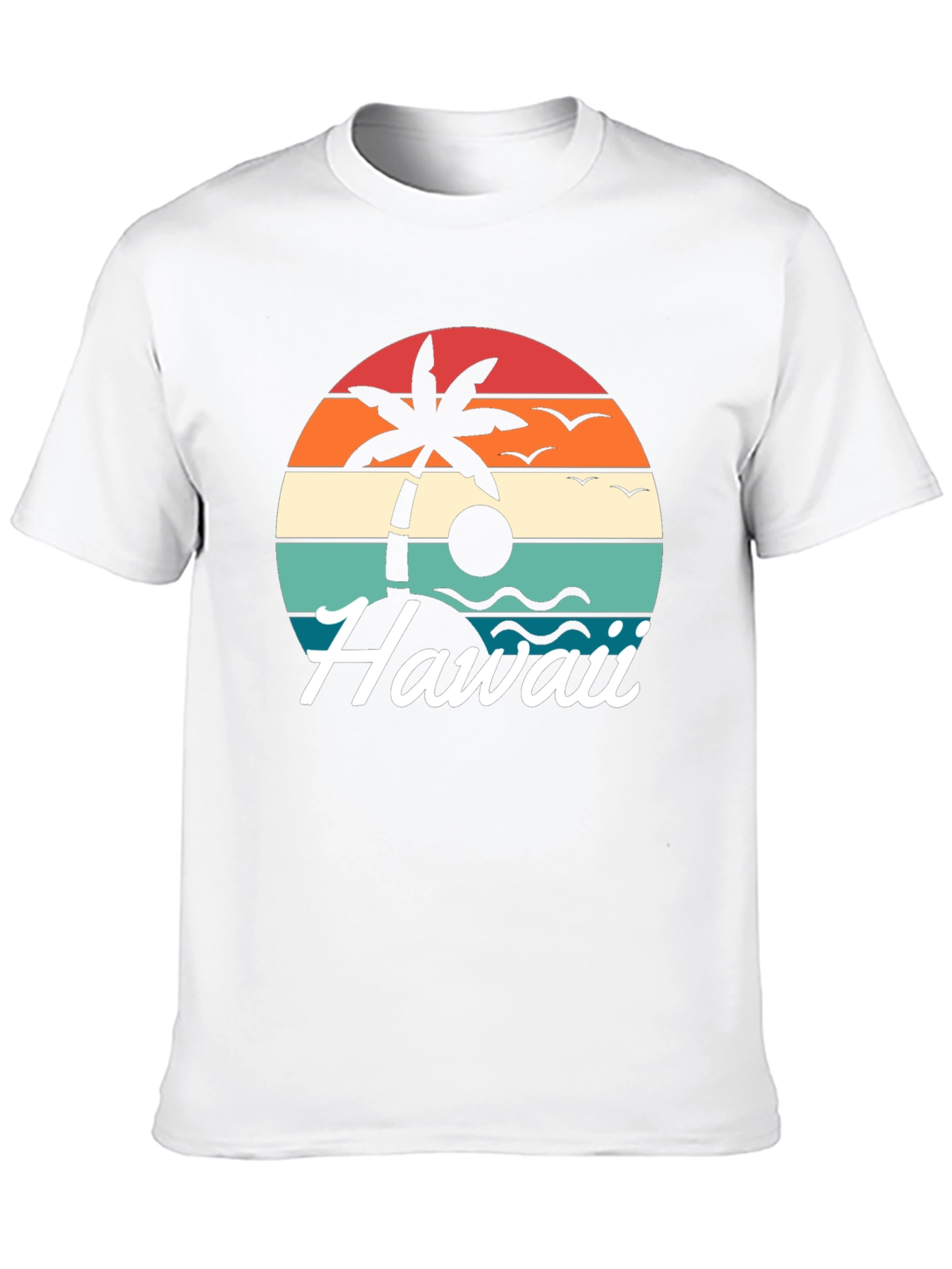 Retro Hawaii Palm Tree T-Shirt - Sunset Design
