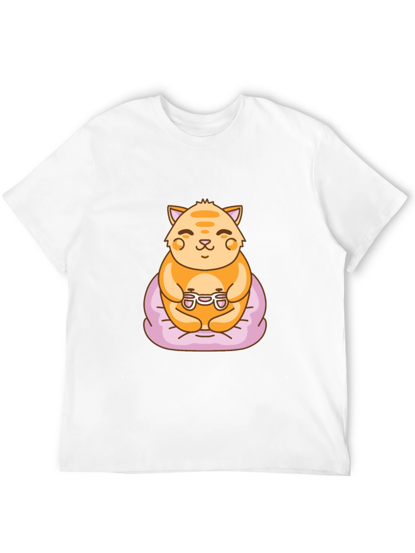 Gamer Cat Graphic Tee - Cute Cartoon T-Shirt