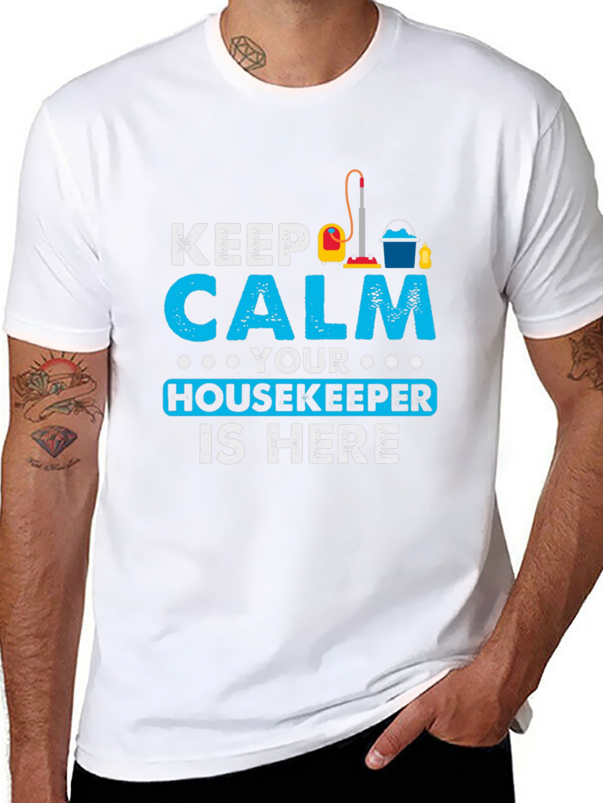 Keep Calm Housekeeper Is Here Black T-Shirt
