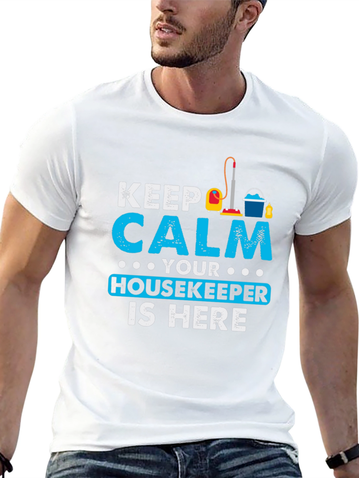 Keep Calm Housekeeper Is Here Black T-Shirt