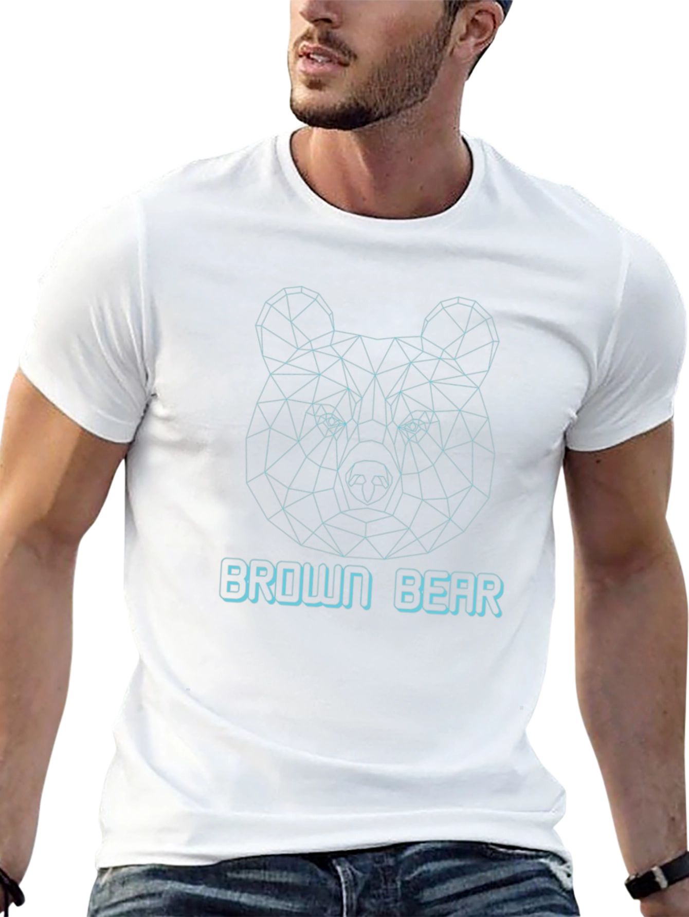 Geometric Bear Graphic Tee - Black