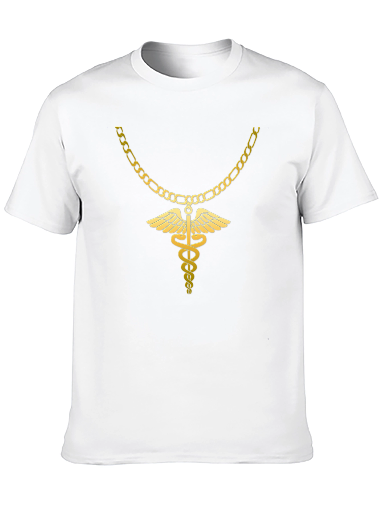 Caduceus Gold Chain Black T-Shirt