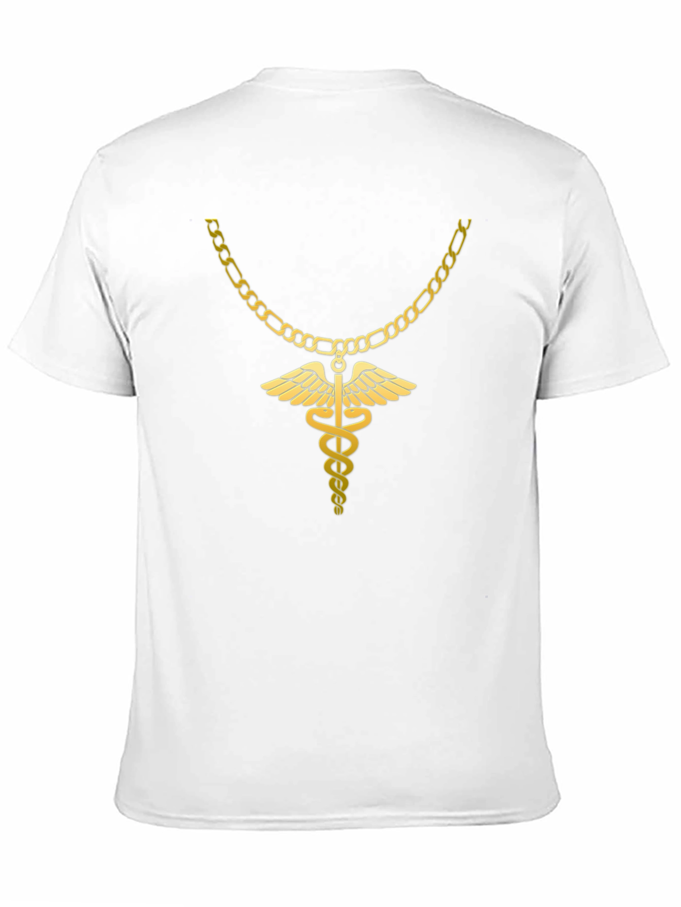 Caduceus Gold Chain Black T-Shirt