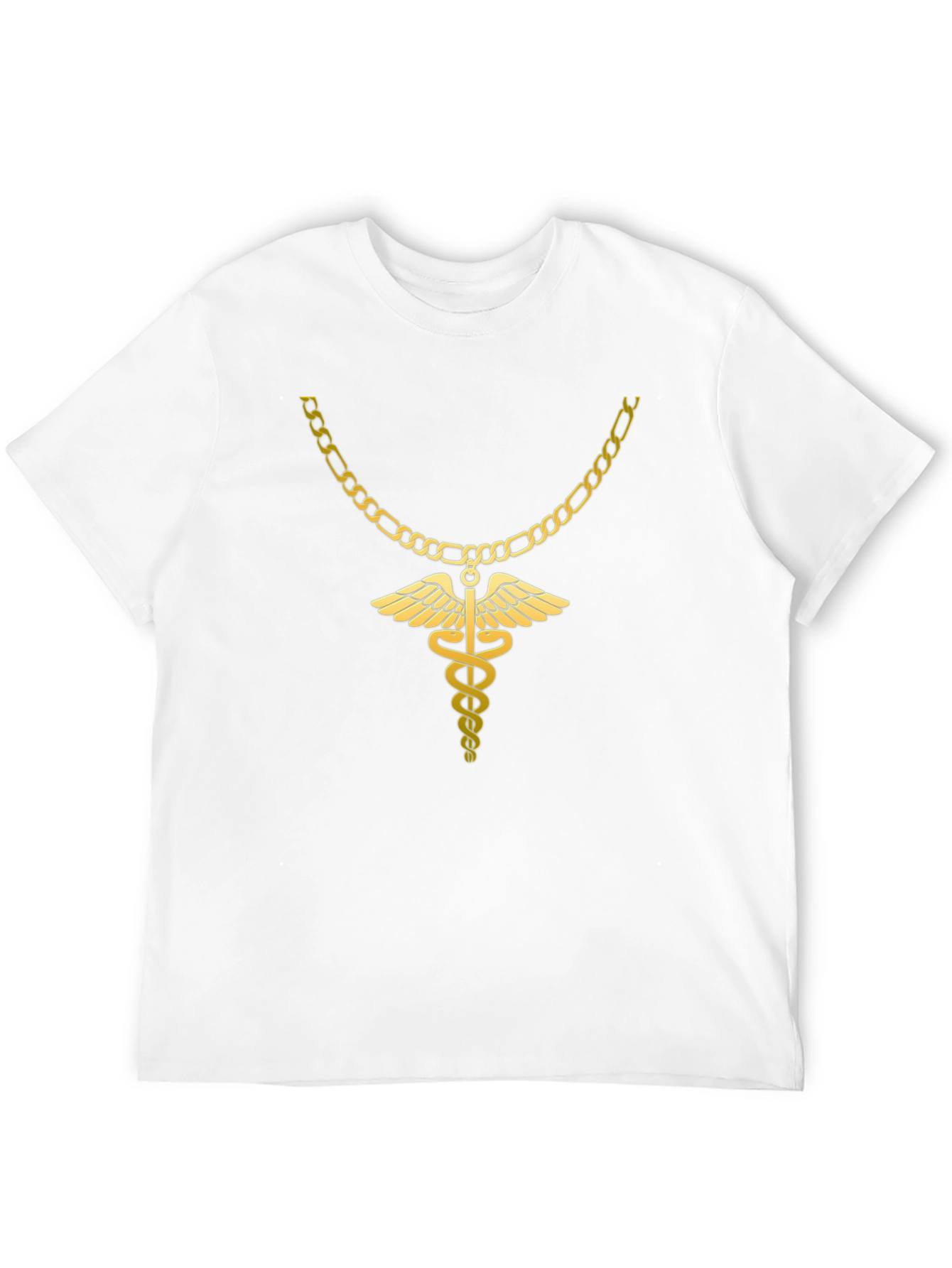 Caduceus Gold Chain Black T-Shirt