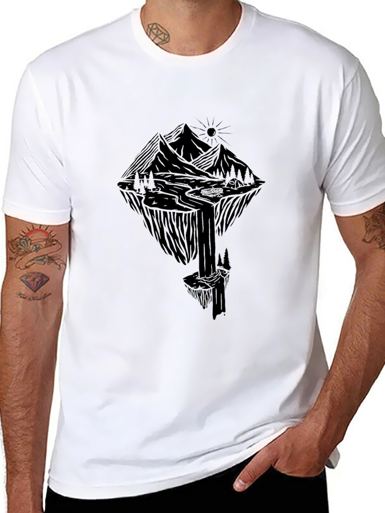 Mountain Graphic Black T-Shirt - Nature Adventure Design