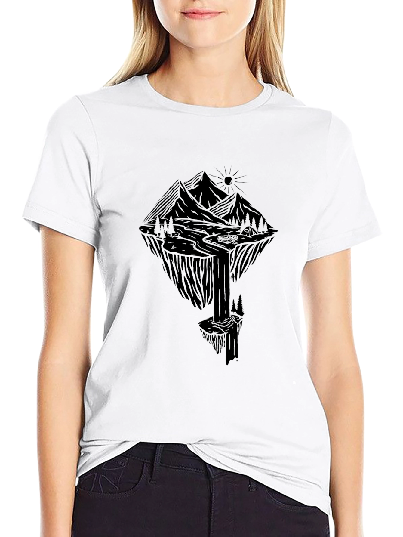 Mountain Graphic Black T-Shirt - Nature Adventure Design