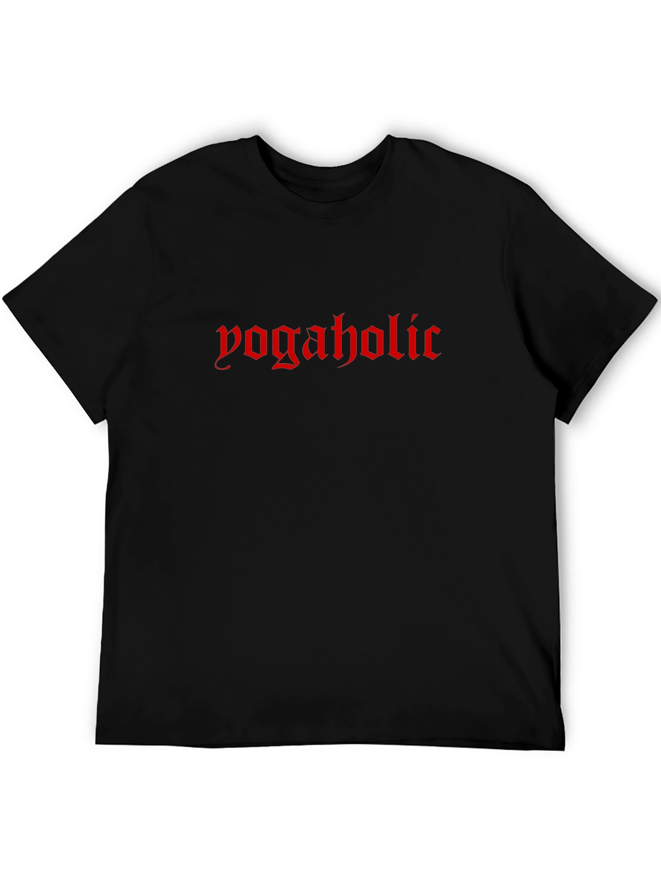 Yogaholic Gothic Text Black T-Shirt