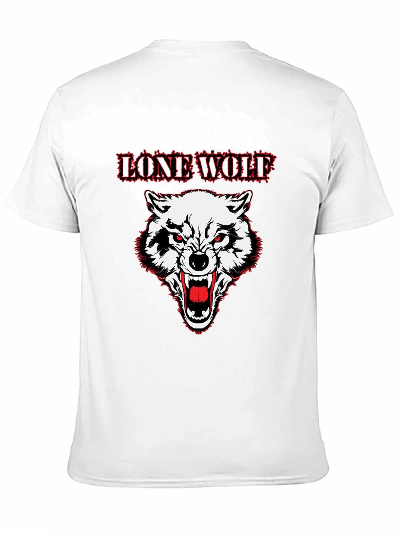 Lone Wolf Graphic Print Crew Neck T-Shirt - Black