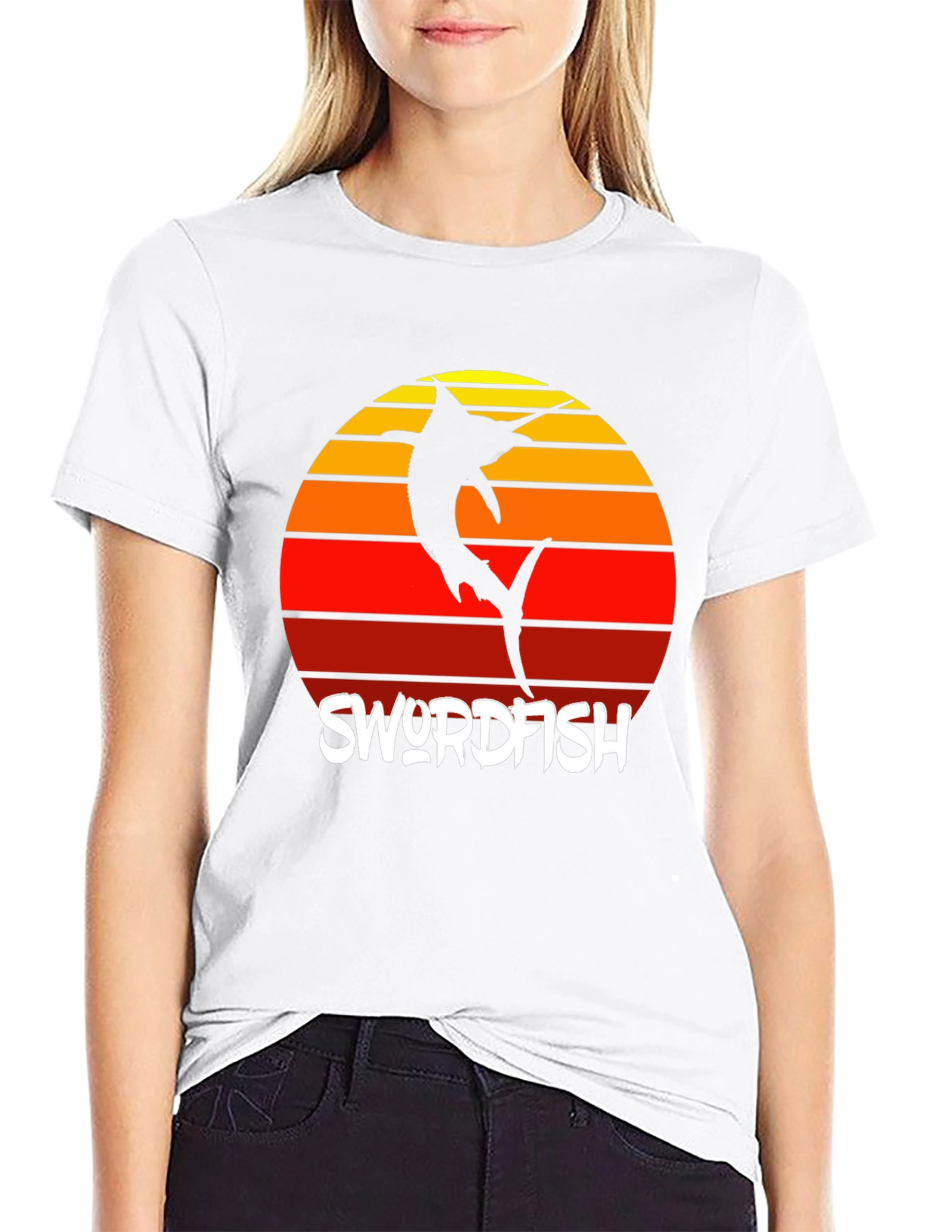 Swordfish Sunset T-Shirt - Retro Style Fishing Tee
