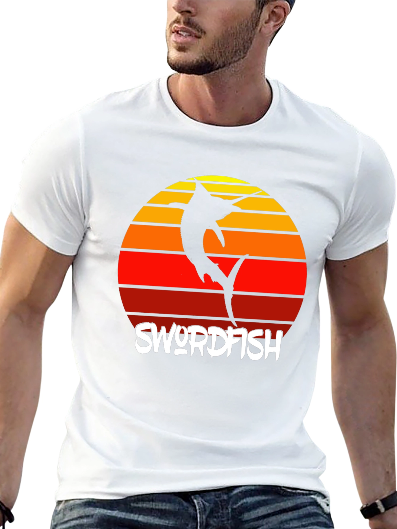 Swordfish Sunset T-Shirt - Retro Style Fishing Tee