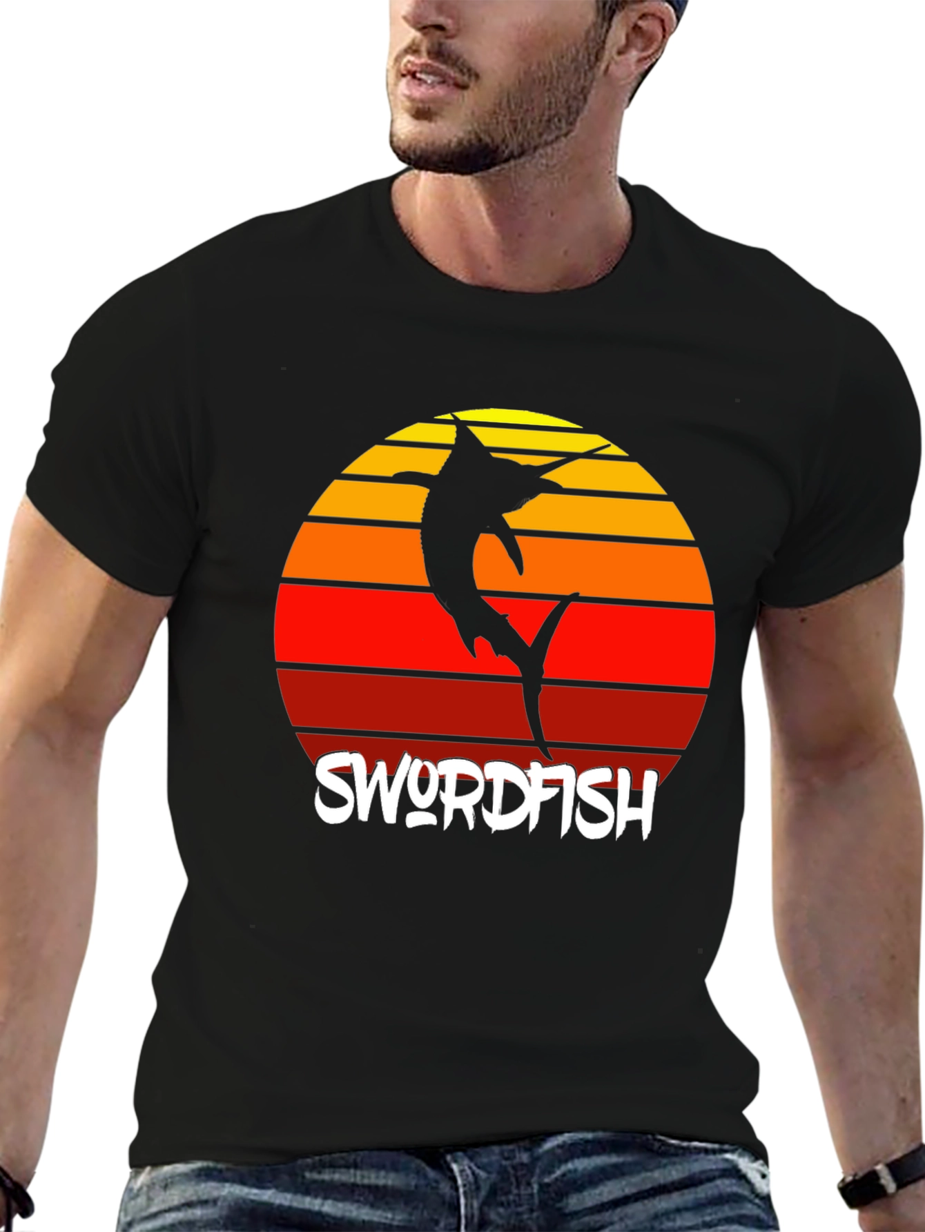 Swordfish Sunset T-Shirt - Retro Style Fishing Tee