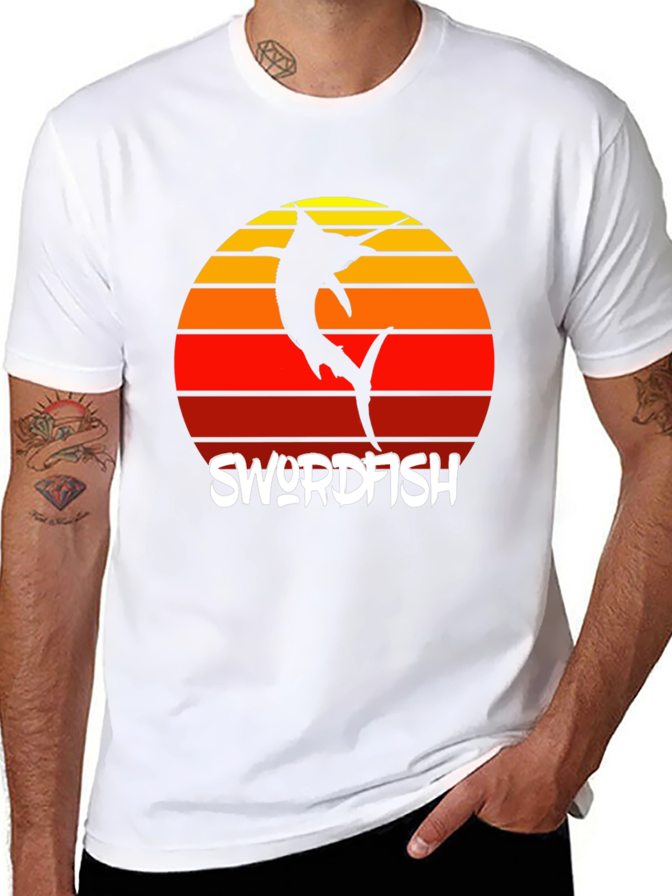 Swordfish Sunset T-Shirt - Retro Style Fishing Tee