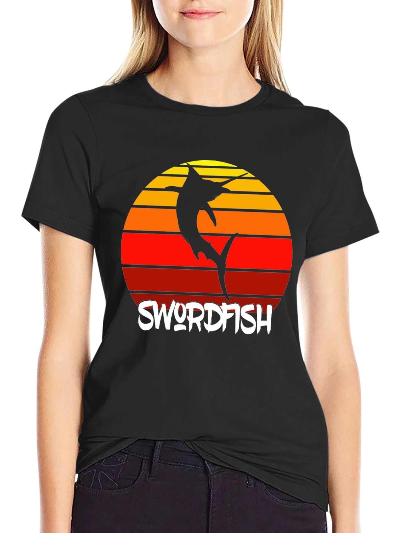 Swordfish Sunset T-Shirt - Retro Style Fishing Tee