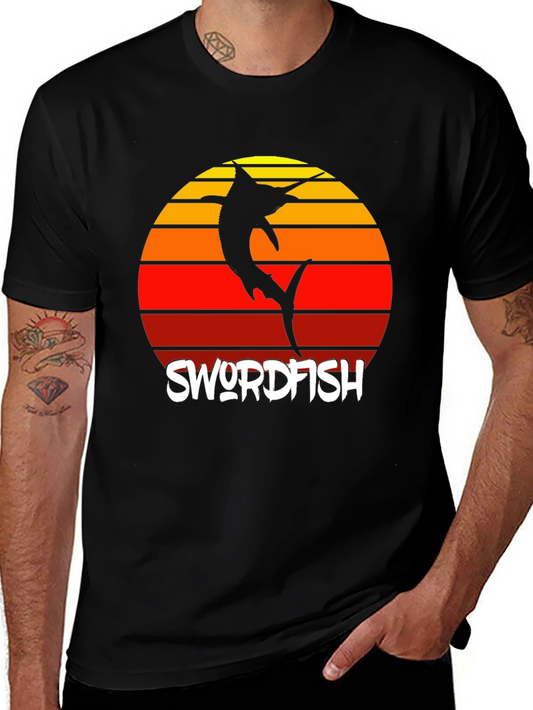 Swordfish Sunset T-Shirt - Retro Style Fishing Tee