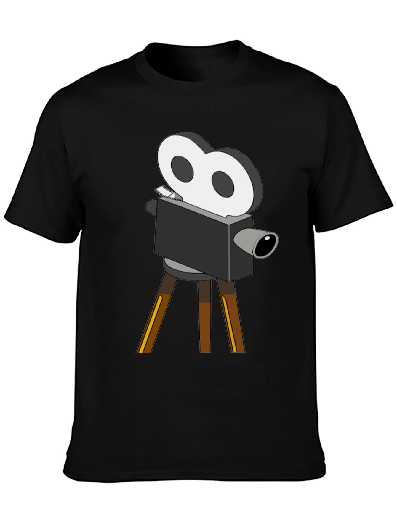 Retro Movie Camera Graphic Tee - Black