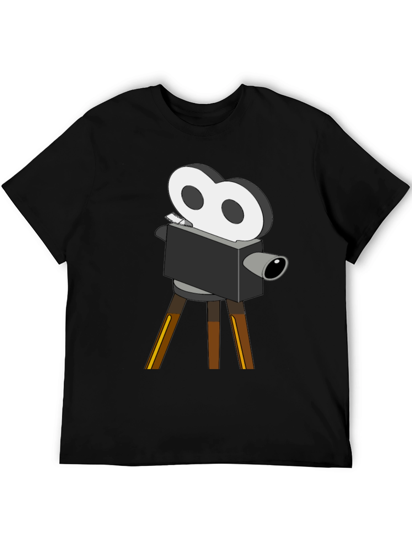 Retro Movie Camera Graphic Tee - Black