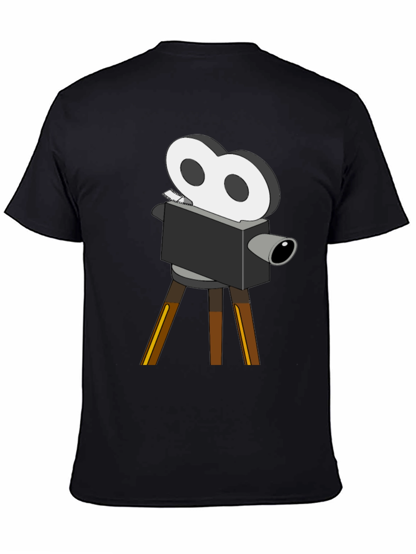 Retro Movie Camera Graphic Tee - Black