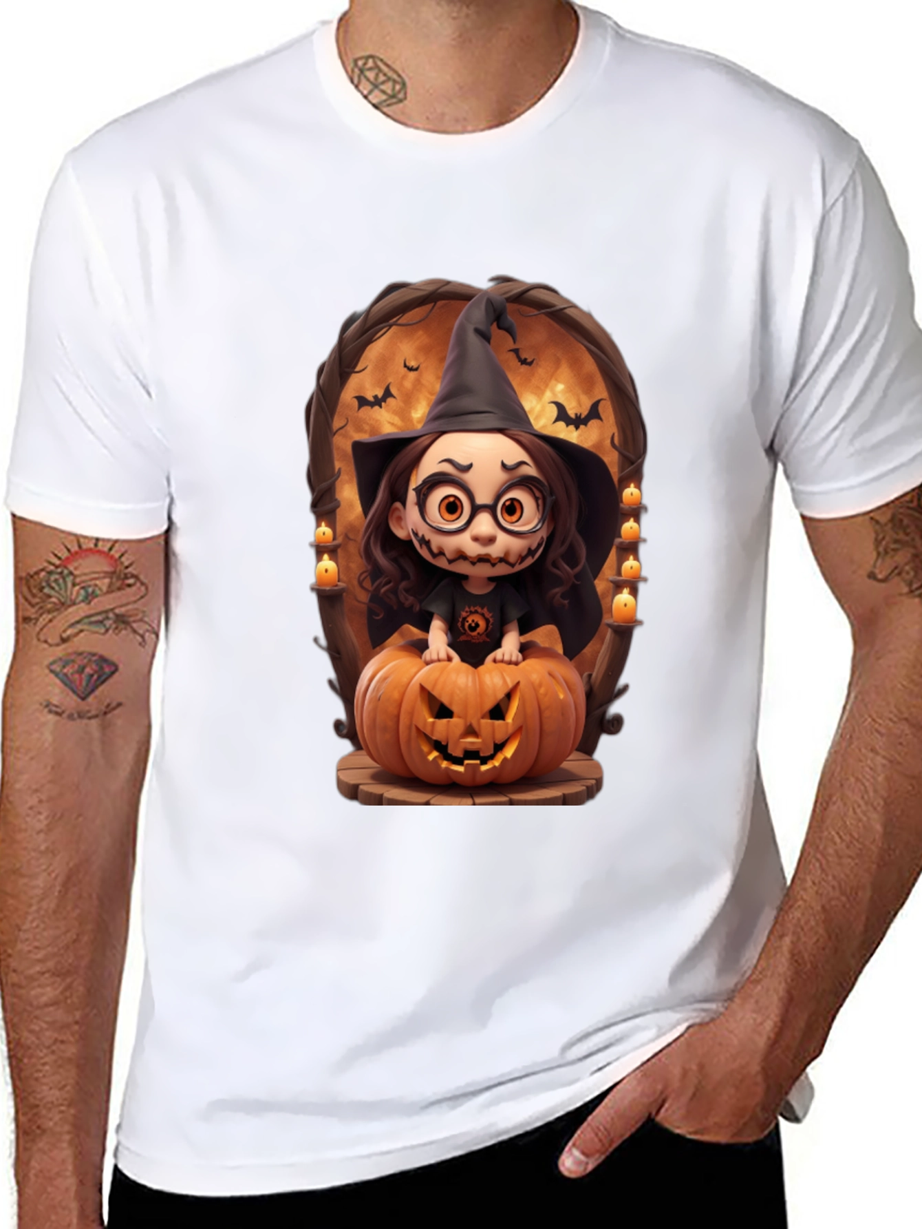 Halloween Witch on Pumpkin Graphic Tee