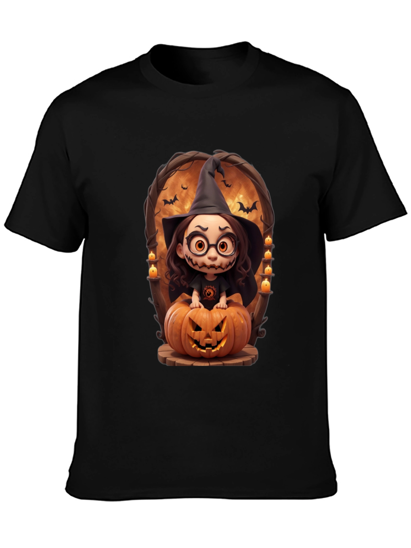 Halloween Witch on Pumpkin Graphic Tee